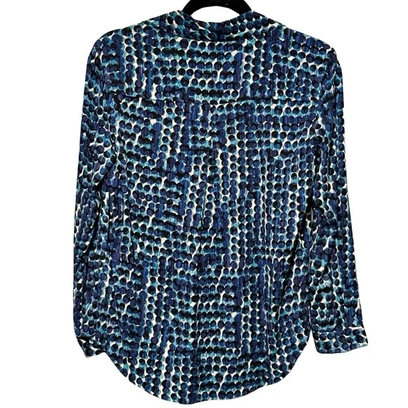 Nic + Zoe Long Good Vibes Sleeve Button Front Abstract Polka Dot Blouse Top - Picture 6 of 14